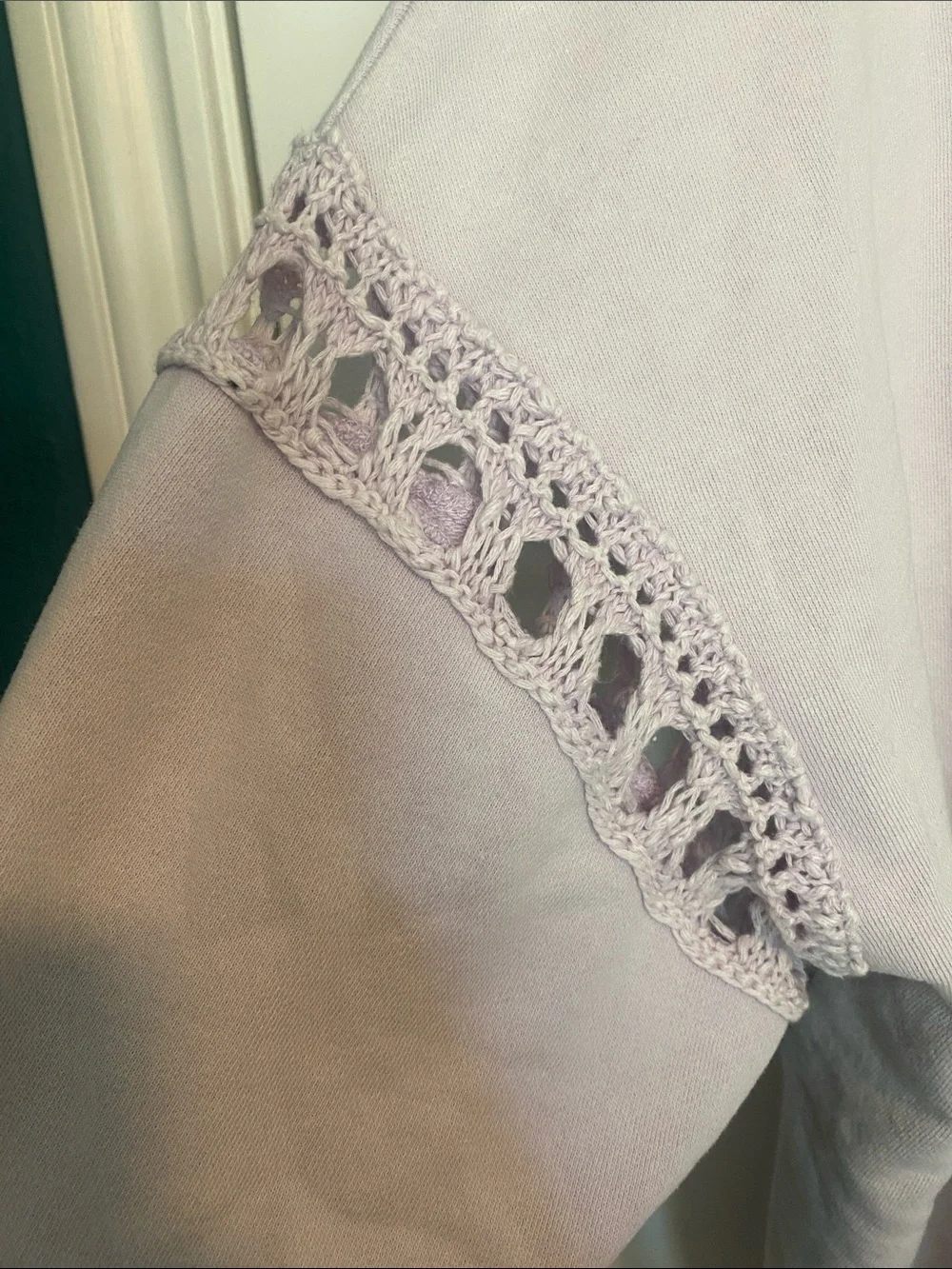 Free People Lavender Crochet-Trim Cowl Pullover Sweater - Women